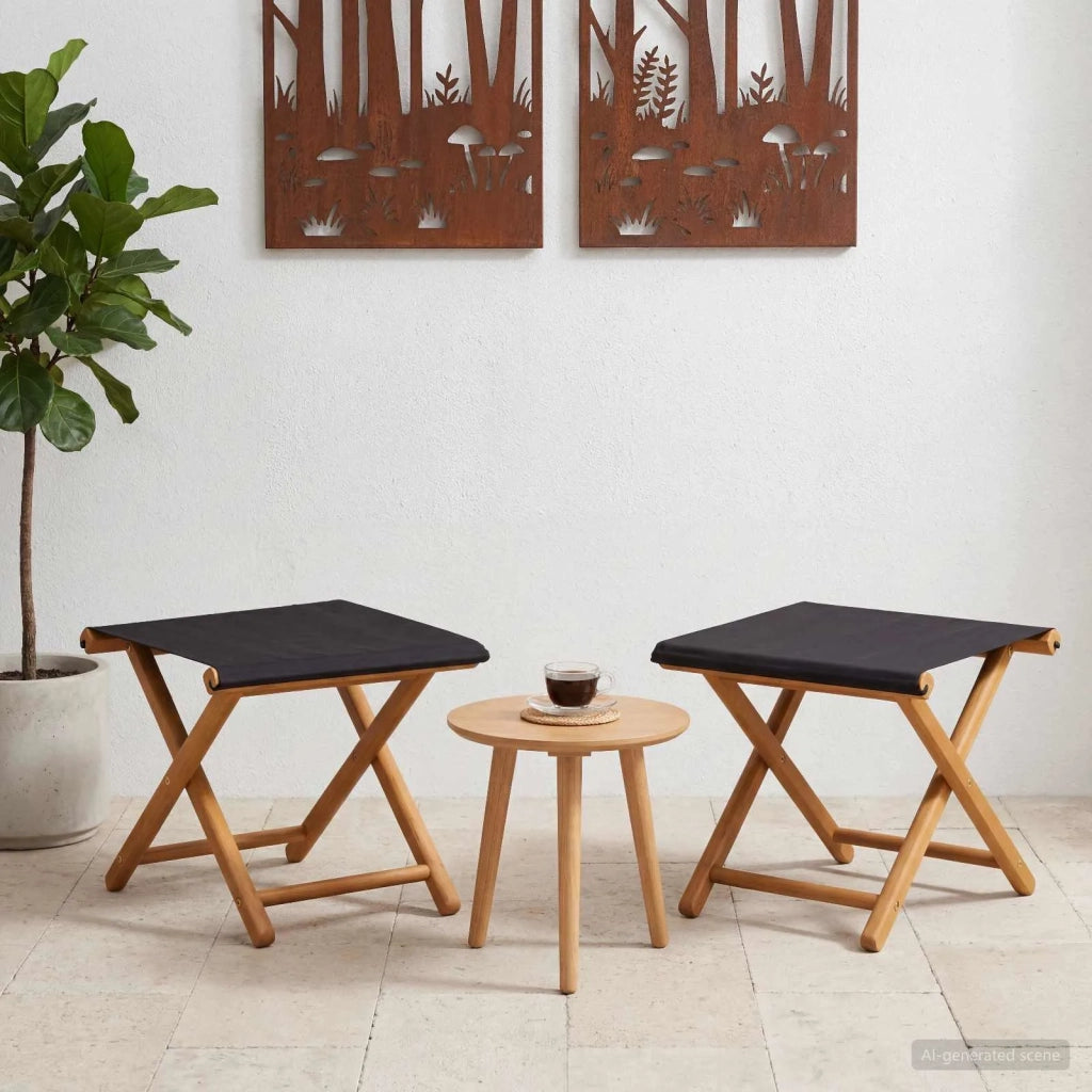 Lettino 2 pcs Legno di Eucalipto Massello Nero 42024898