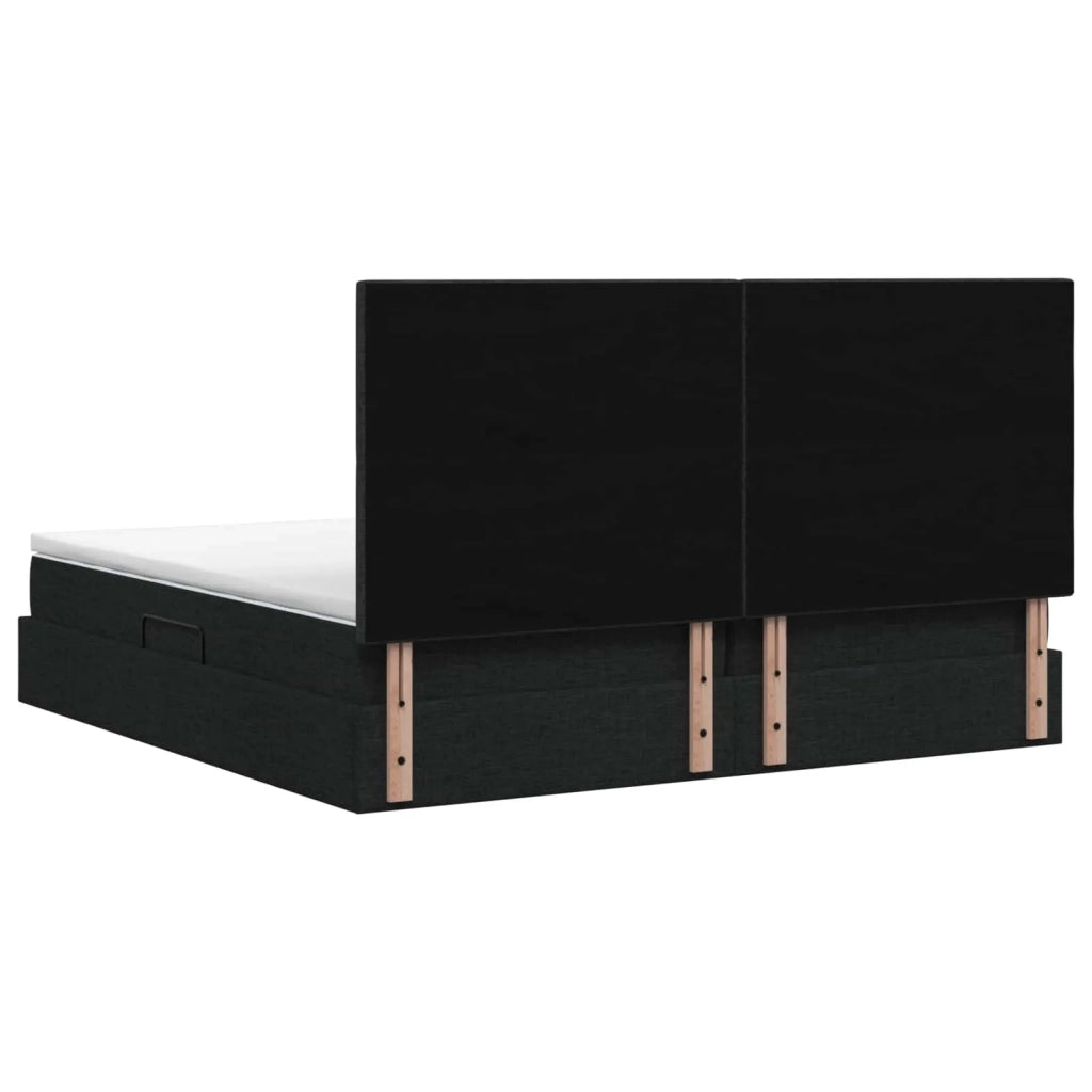 Letto con contenitore e materasso Nero 200 x 200 cm Tessuto 3459527