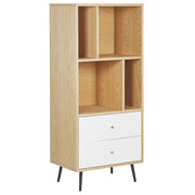 Libreria in rovere chiaro con MDF bianco 139 x 60 x 40 cm Contenitore con cassetti moderno