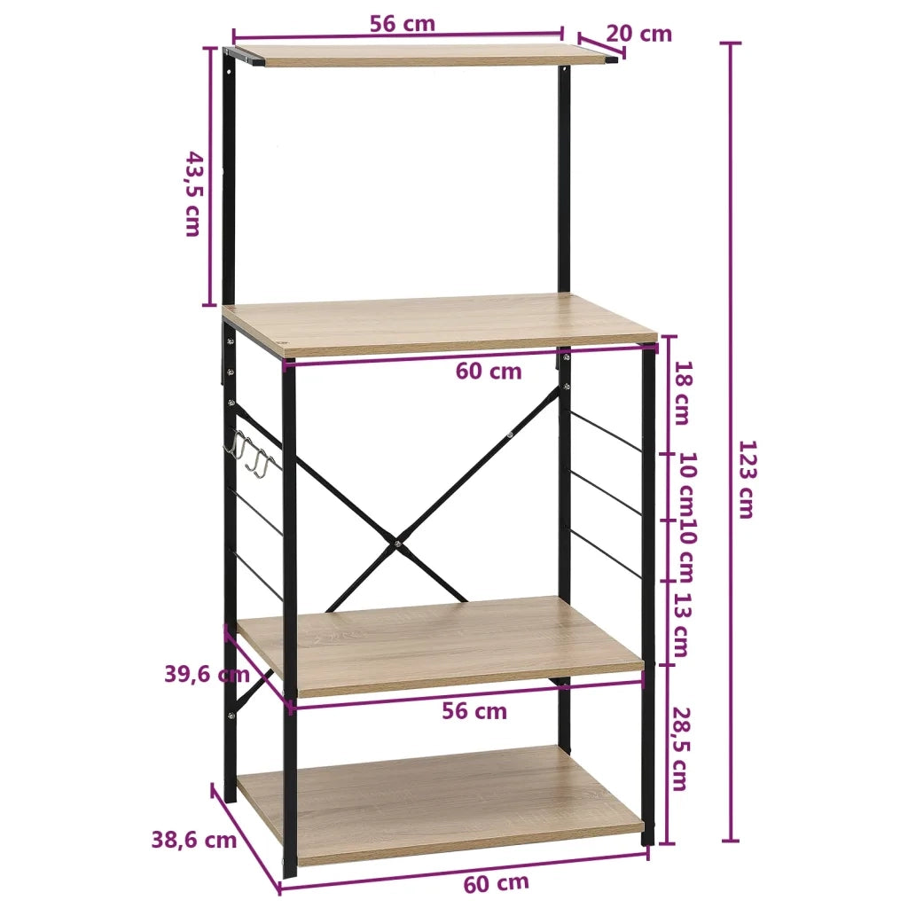 Mobile Microonde Nero e Rovere 60x39,6x123cm Legno Multistrato CFW3344476