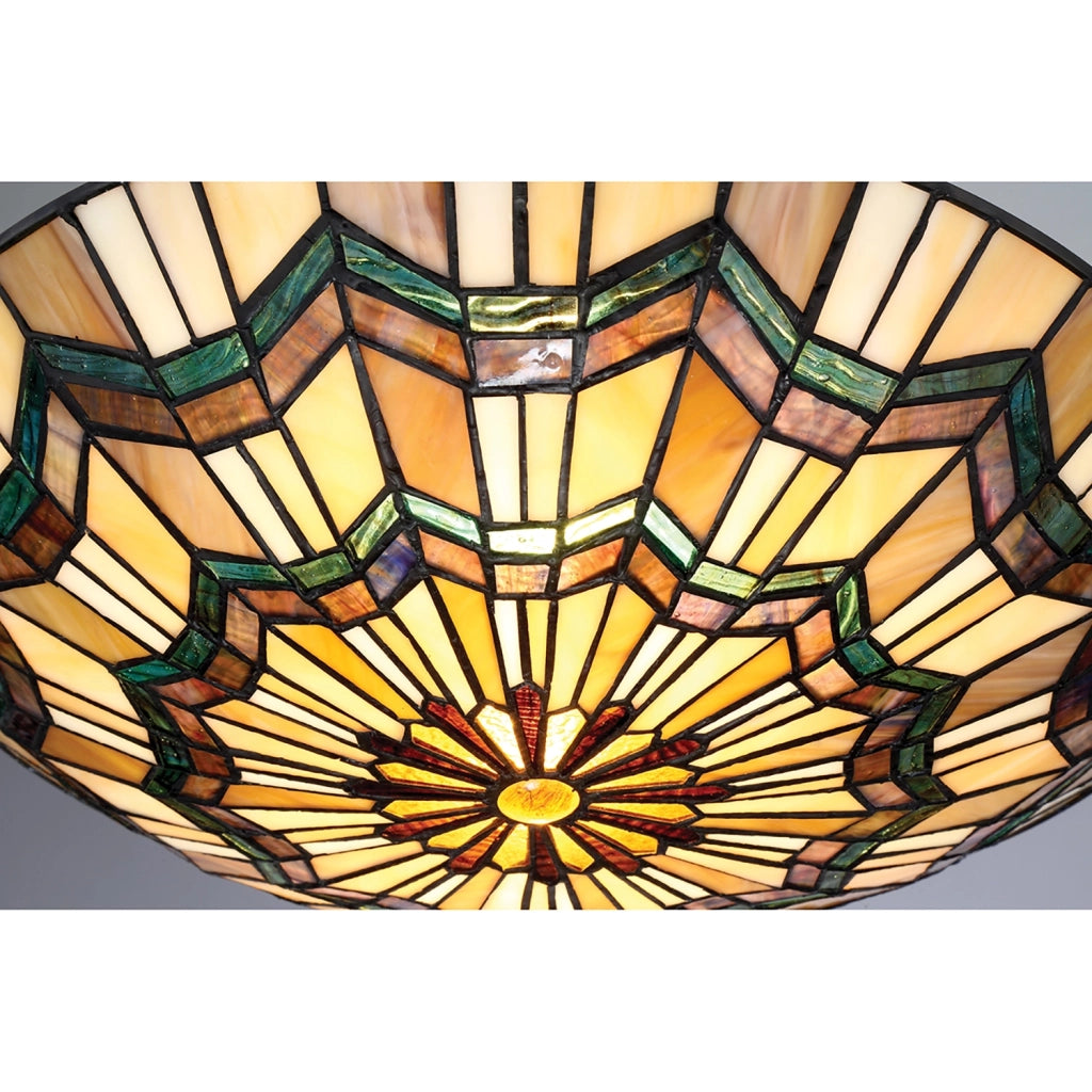 Plafoniera Tiffany Alcott Acciaio Bronzo Valiant 2 Luci E27