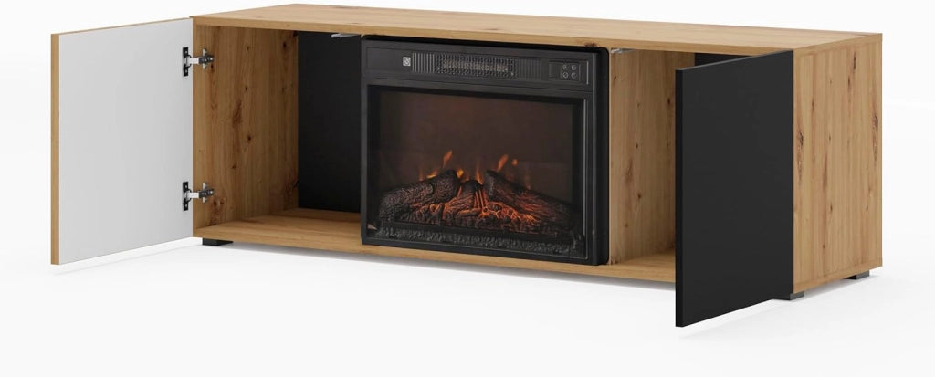 Mobile TV soggiorno cm 148x42x52,20h con caminetto  mod Auris 150 rovere