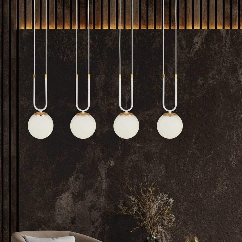 Lampada a sospensione GLAM in acciaio bianco opaco e oro