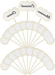Set di 50 placchette di formaggio bianche con decorazione di bandiera