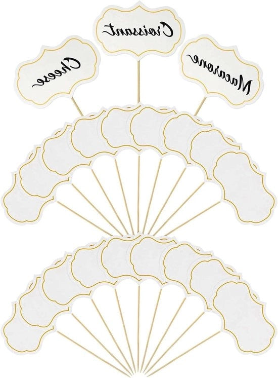 Set di 50 placchette di formaggio bianche con decorazione di bandiera