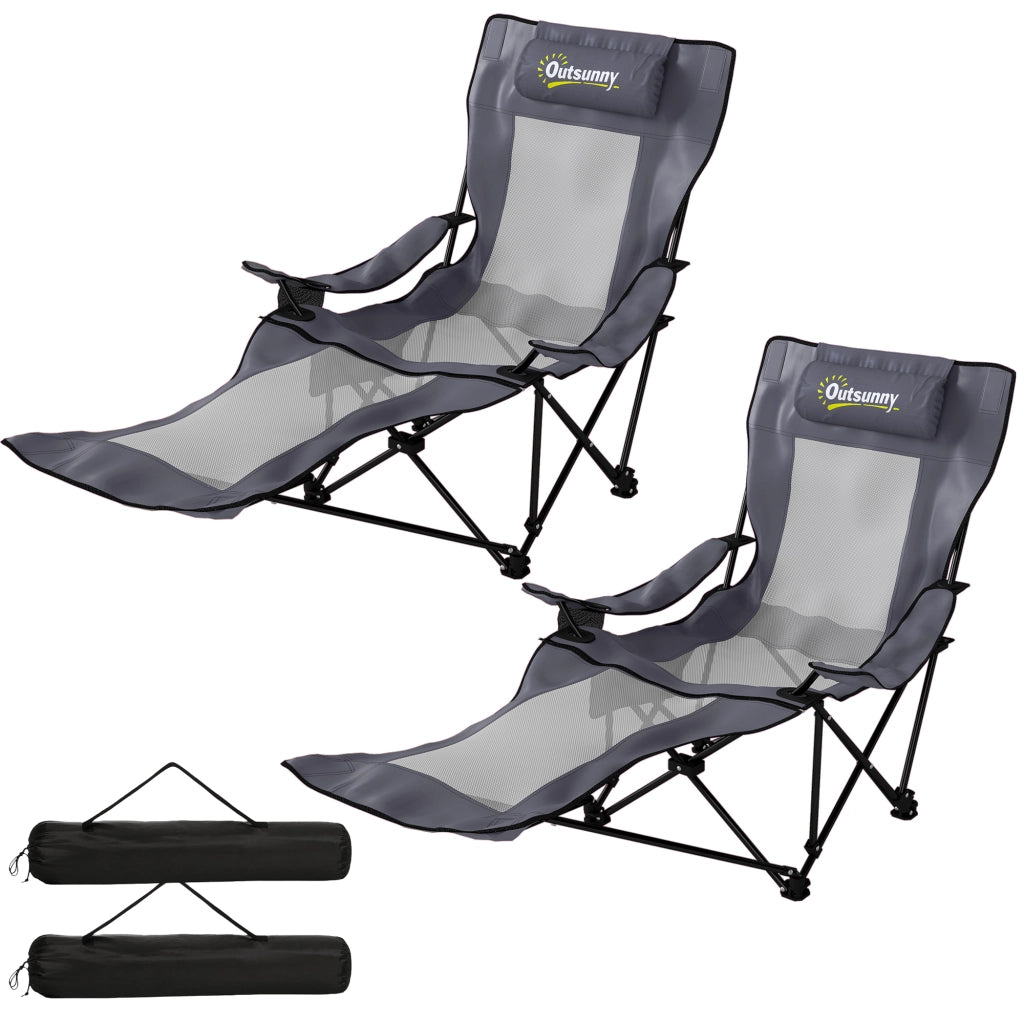 Sedia da campeggio pieghevole con schienale regolabile ¨C zephmum ¨C Grigio scuro
