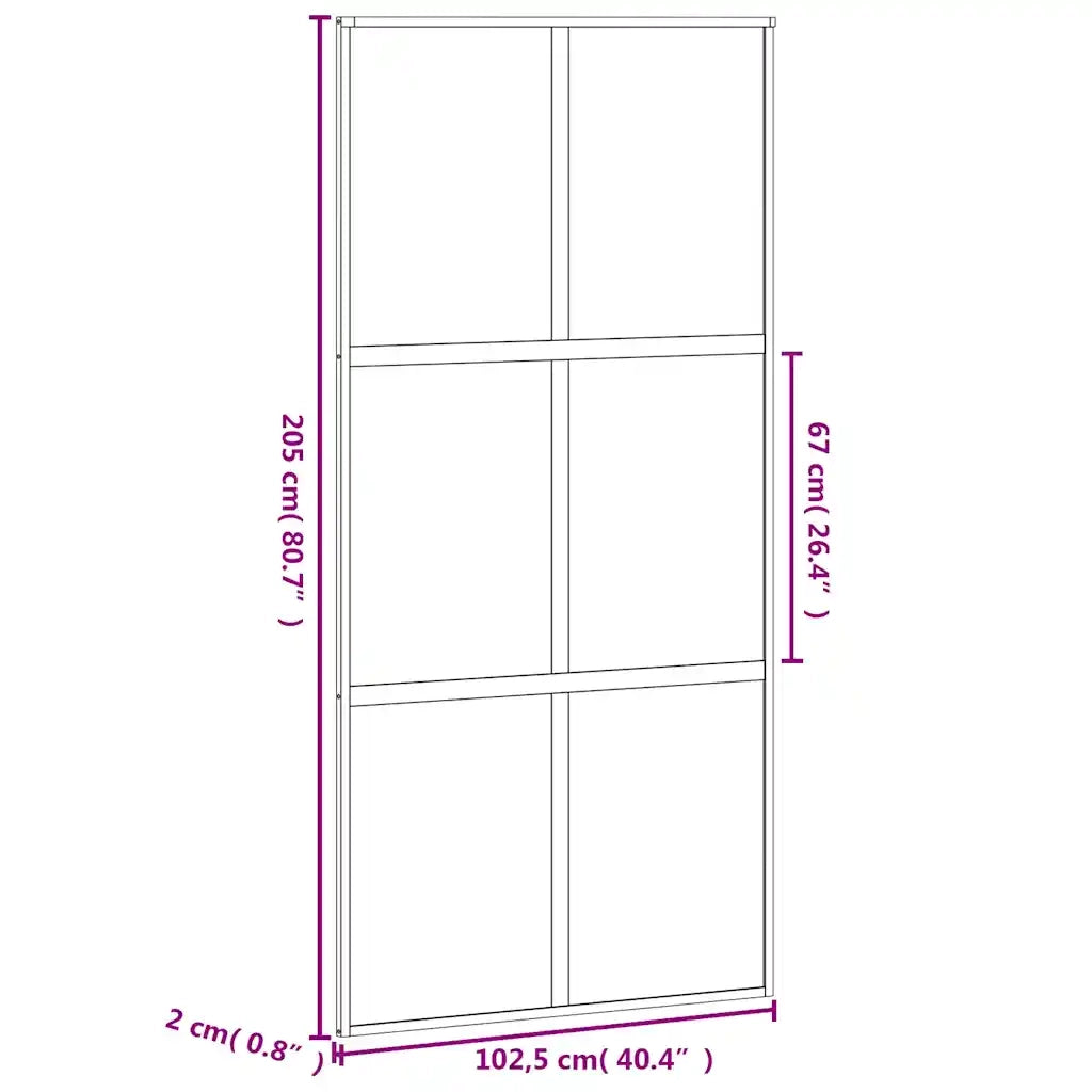 Porta Scorrevole Nera 102,5x205 cm Vetro Temperato e Alluminio 155215