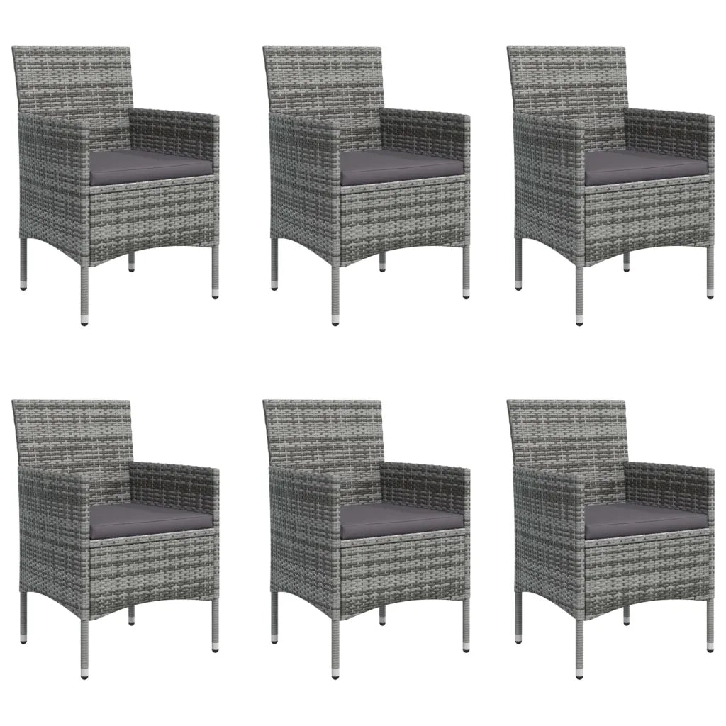 Set da Pranzo da Giardino 7 pz con Cuscini Grigio e Nero 3156605
