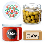 KADAX Barattoli di vetro Sonka 330ml 10pz 82mm + coperchi "Folklore"