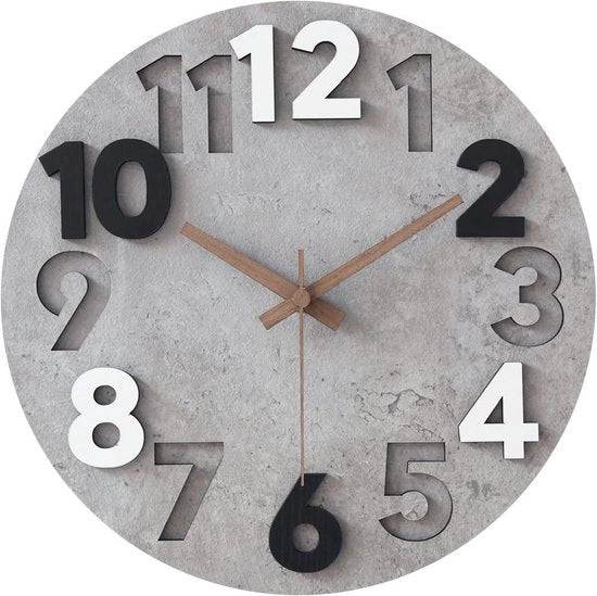 Orologio da Parete Silenzioso in Legno Moderno 3D per Cucina, Camera da Letto o Ufficio (30 cm)