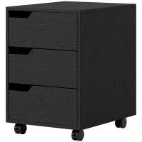 Mobile portaoggetti per ufficio su ruote, 3 cassetti, 40x50x57,5cm, nero