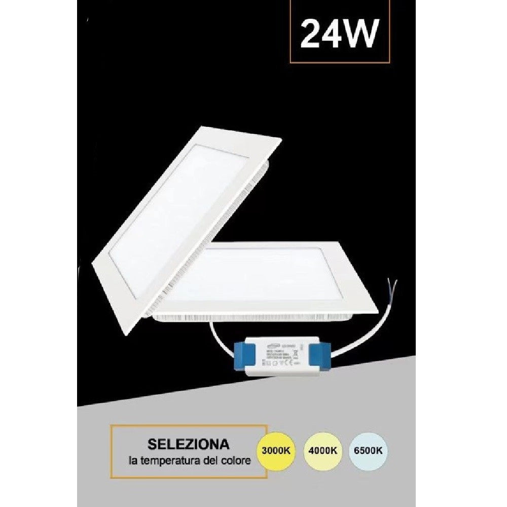 Trade Shop - Pannello Led Quadrato Da Incasso 24 W Con Driver Cct 6500k 3000k 4000k P285a-q3c -
