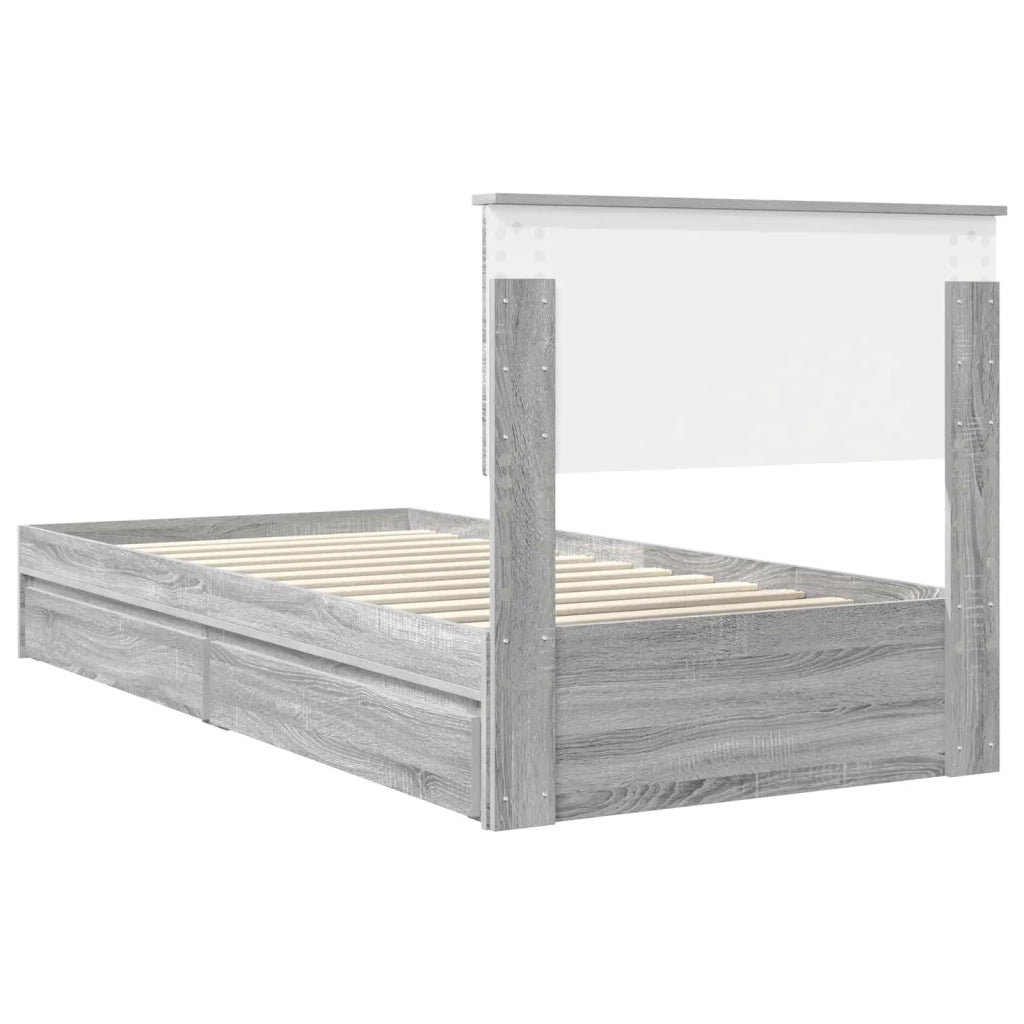 Letto con Contenitore con testiera Grigio Sonoma 90 x 200 cm