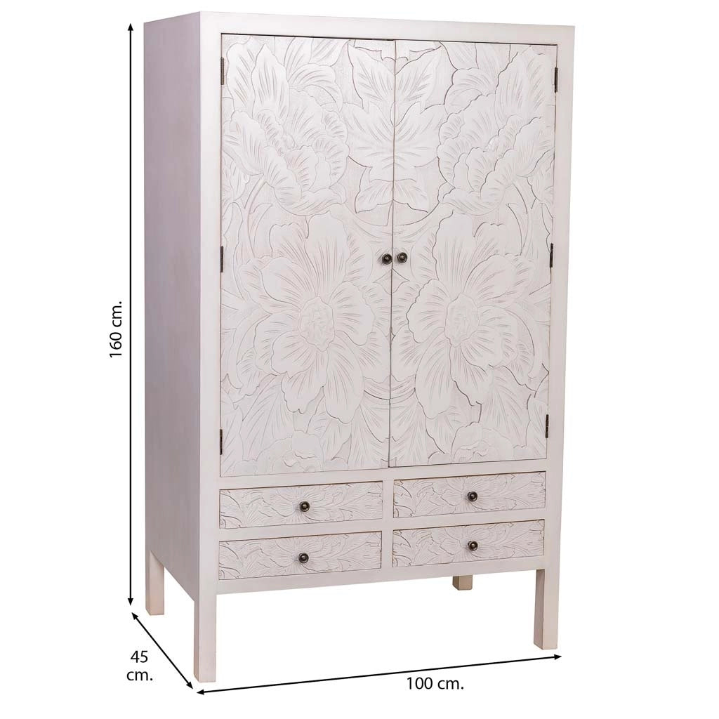 Armadio in legno con 4 cassetti e 2 porte 100x45x160