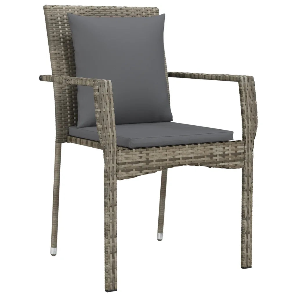 Set da Pranzo da Giardino 5 pz con Cuscini in Polyrattan Grigio 3184971