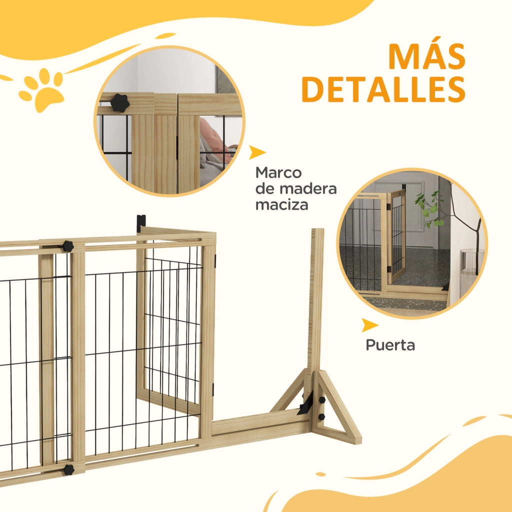 Recinto per Cani Esterno 2 Pannelli Pieghevole ¨C Zephmum ¨C 112-159x44x70 cm Legno Naturale