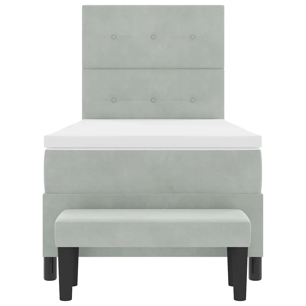 Letto a molle con testiera Grigio chiaro 200 x 100 cm Velluto 3344492