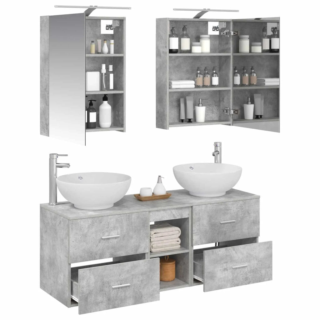 Set di mobili per il bagno 5 pcs Grigio Cemento 3406954