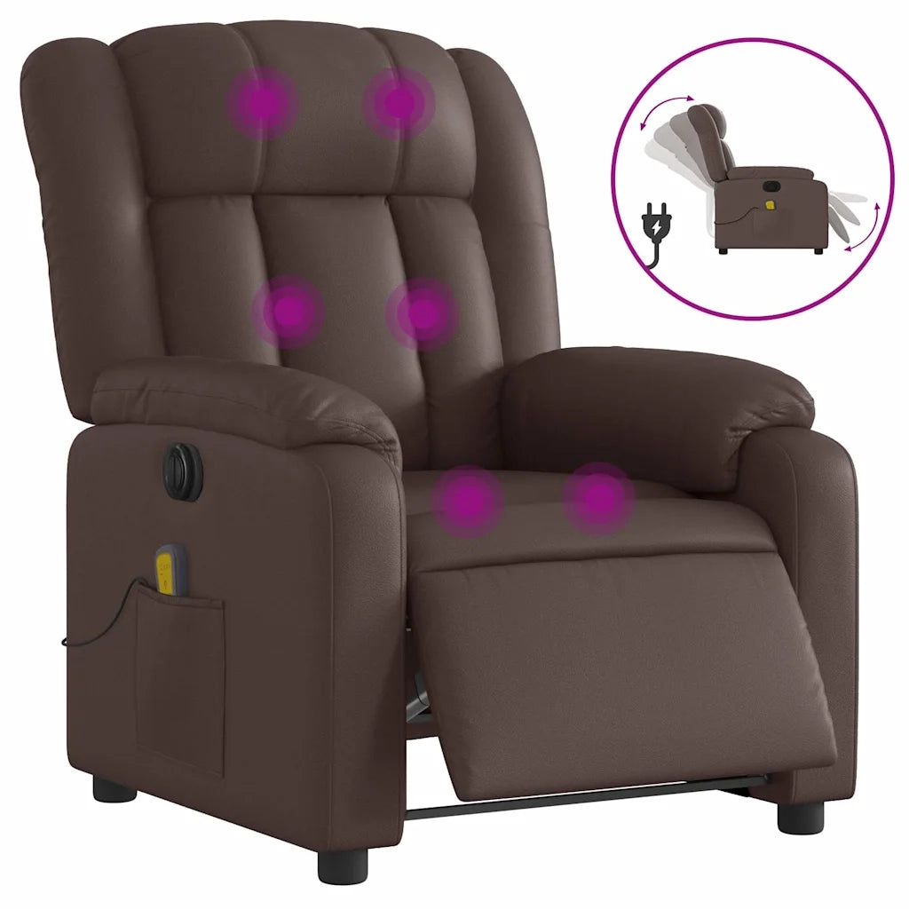 Poltrona Massaggiante Elettrica Marrone in Similpelle 3205259