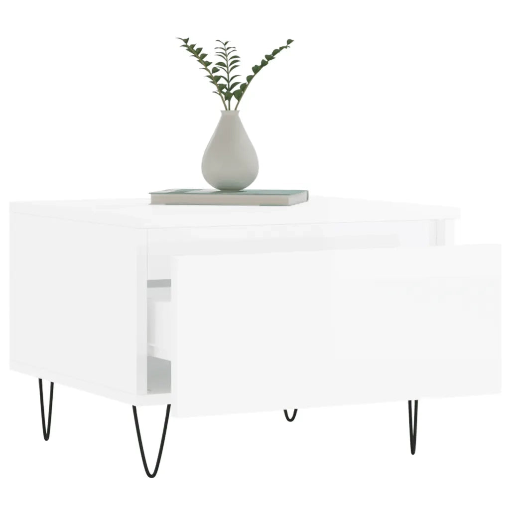 Tavolini Salotto 2pz Bianco Lucido 50x46x35cm Legno Multistrato 830865