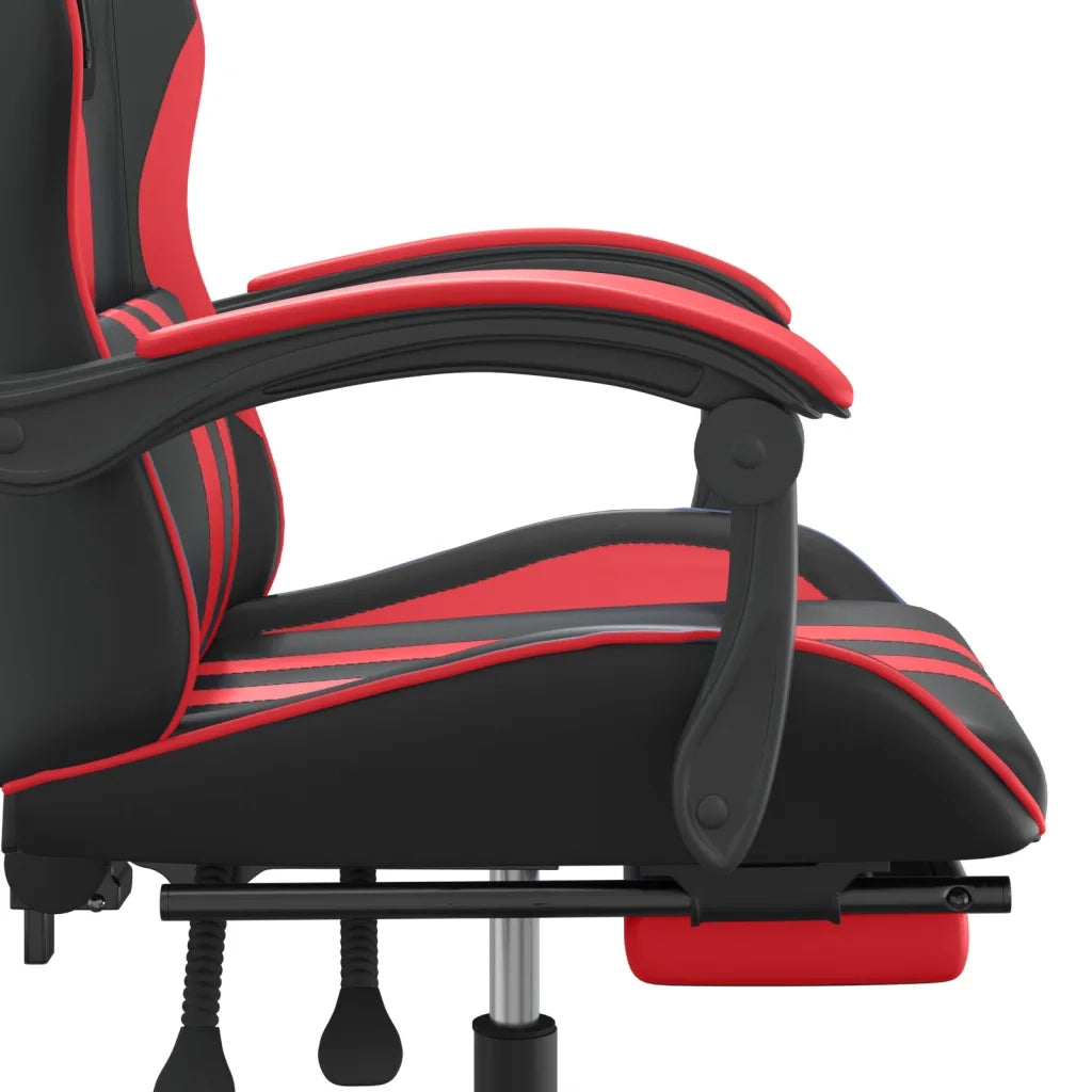 Sedia da Gaming Girevole Poggiapiedi Nero e Rosso Similpelle cod mxl 69549