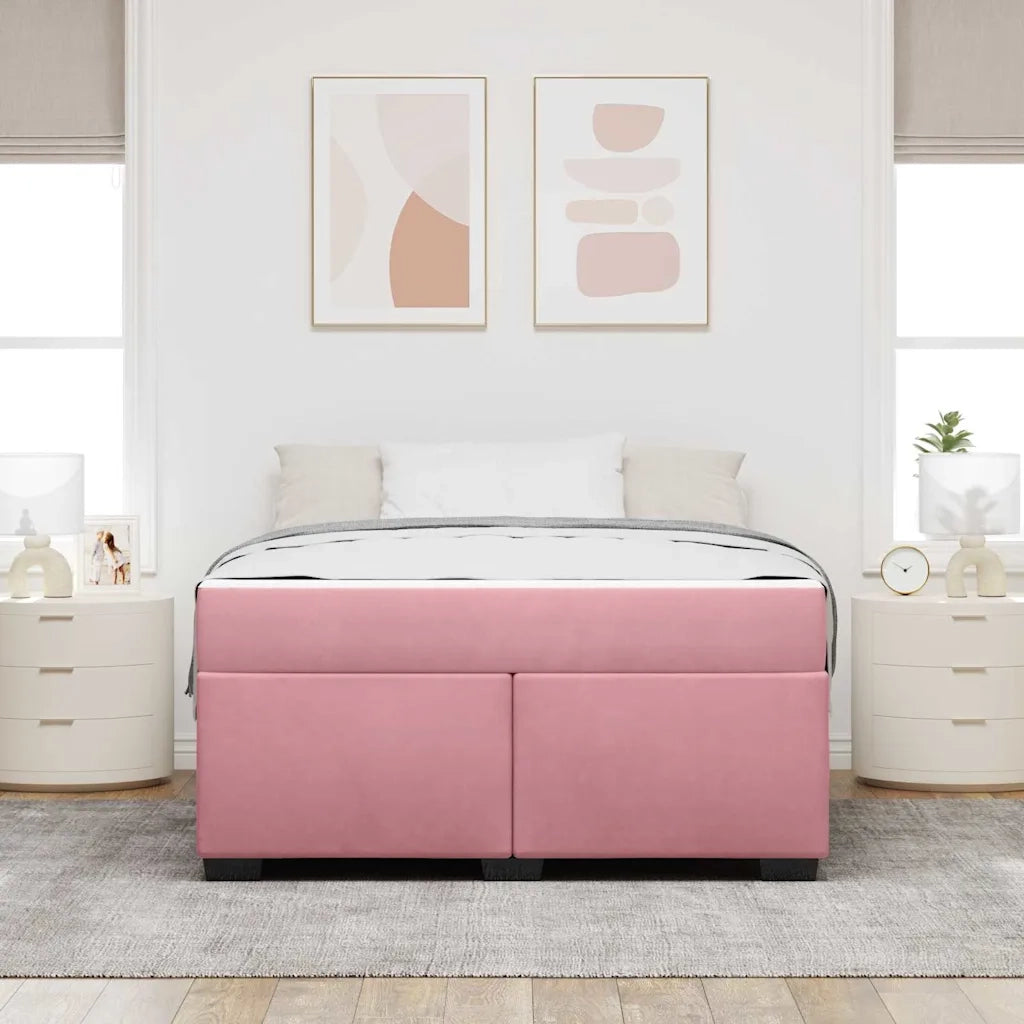 vidaXL Struttura letto con materasso Rosa 140 x 200 cm Velluto