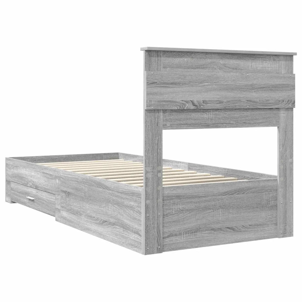 Struttura del letto con testiera Grigio Sonoma 100 x 200 cm