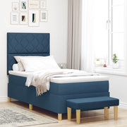 Letto a Molle con Materasso e Panchina Blu 100x200 cm Tessuto