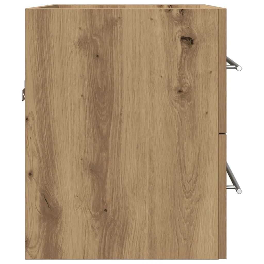 Mobiletto da bagno 60 x 38,5 x 48 cm design elegante pratico spazio contenitivo finitura in rovere ingegnerizzato realizzato artigianalmente 02_0051795