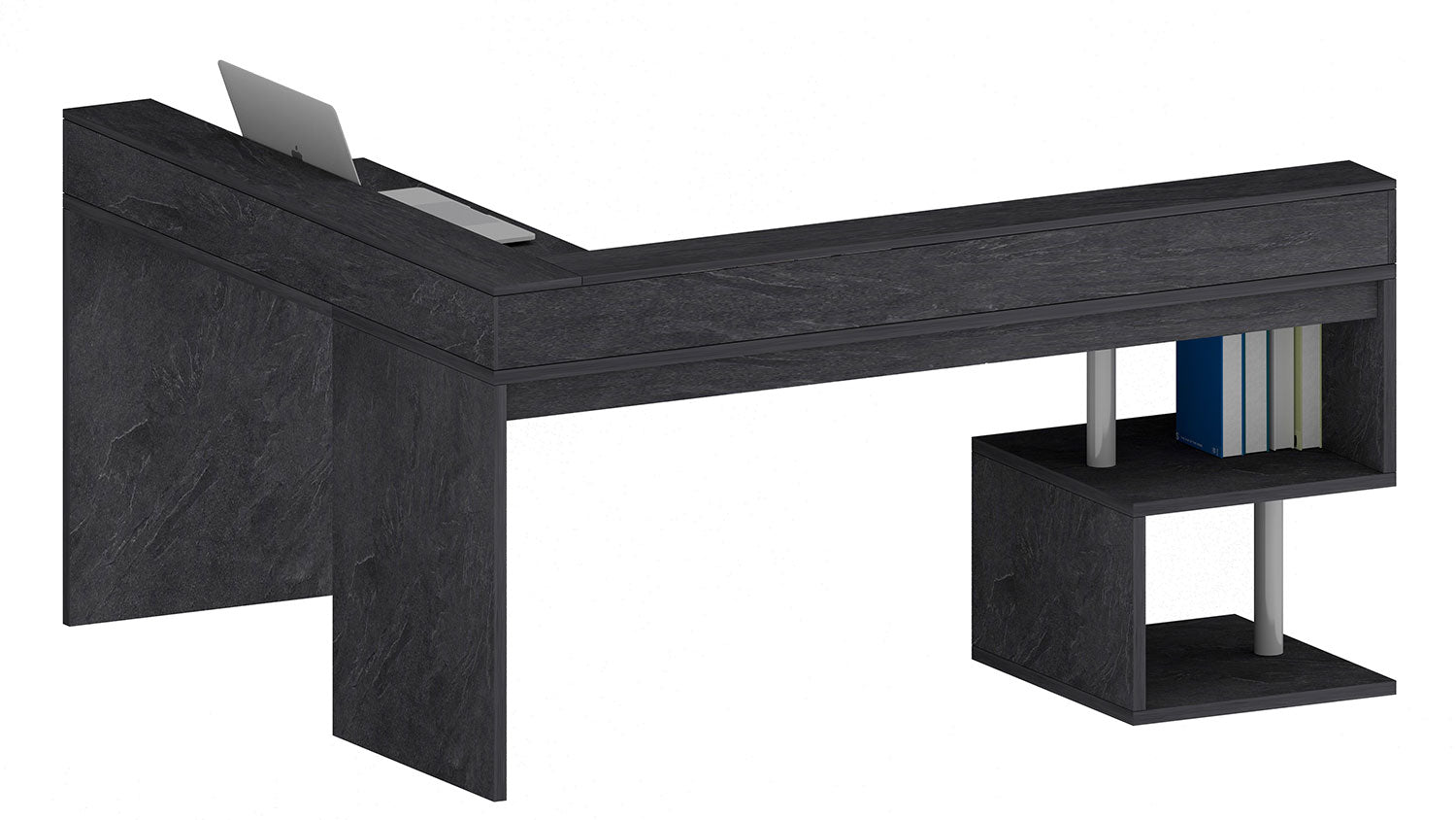 Scrivania Angolare a Giorno 181x160x60x92,5h cm Esse Report Grigio