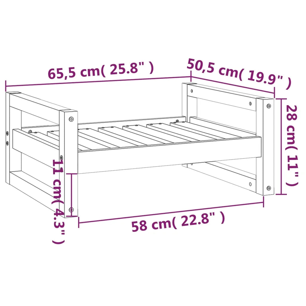 Cuccia per Cani Nera 65,5x50,5x28cm in Legno Massello di Pino 821476