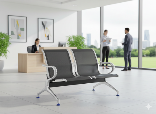 Panca per Sala Attesa 2 Posti in Acciaio da Ufficio Tosini Nero