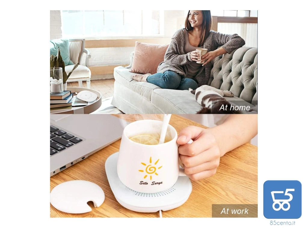 Scalda Tazza USB da caffè Bevande Piastra Riscaldante Impermeabile Temperatura costante 55 ° per Uso Domestico o in Ufficio con Interruttore Termico Smart Touch copia