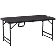 Tavolo da Giardino Pieghevole per 4 Persone con Altezza Regolabile, in Acciaio e HDPE, 118x60x74 cm