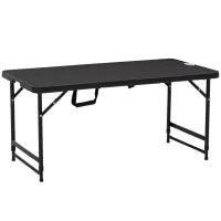 Tavolo da Giardino Pieghevole per 4 Persone con Altezza Regolabile, in Acciaio e HDPE, 118x60x74 cm