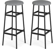 Set di 2 Sgabelli Alti Rotondi da Bar (Grigio) | Sgabelli con Seduta Imbottita, Pioggiapiedi Ergonomico, Portata 150 kg per Cucina e Sala da Pranzo, 33,5 x 33,5 x 73 cm