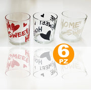 Trade Shop - Set 6 Bicchieri Con Scritta Sweet Home In Vetro Da Tavola Miakasa Made Italy -