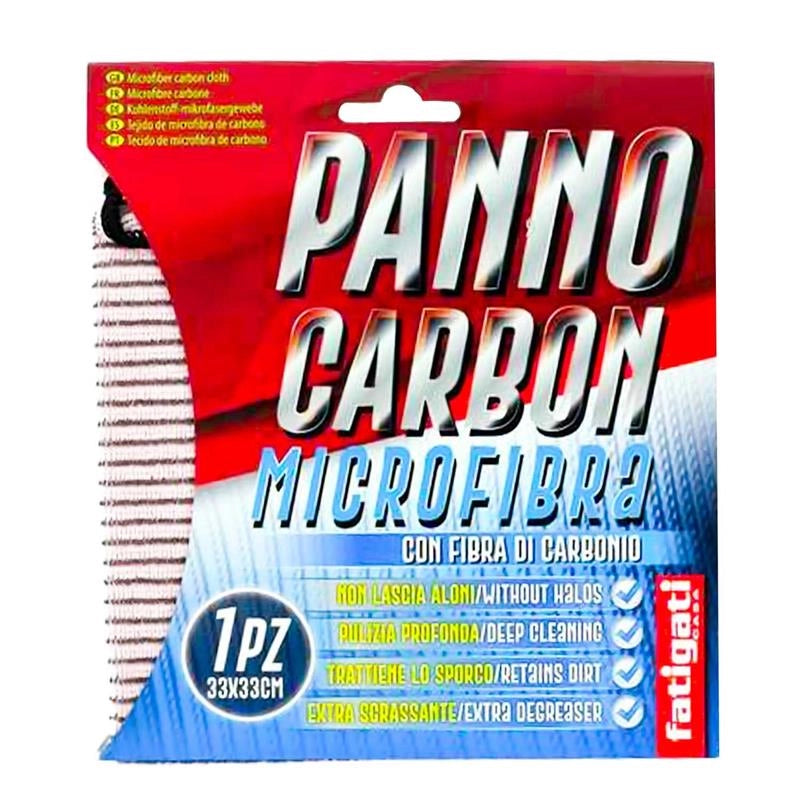 PANNO IN MICROFIBRA CON FIBRA DI CARBONIO 33X33 CM EXTRA SGRASSANTE NON LASCIA ALONI