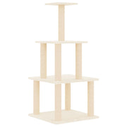 Tiragraffi per gatti Mobili per arrampicata su torre Tiragraffi piattaforma da arrampicata con tiragraffi in sisal 111 cm crema 02_0022459