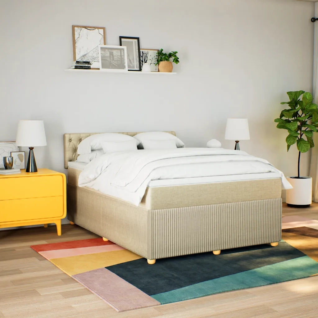 Giroletto a Molle con Materasso Crema 140x19 cm in Tessuto