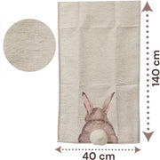 Tavolo da pranzo con motivo di coniglio 40 x 140 cm - Decorazione da tavolo - Facile da pulire - 100% Poliestere - Pompon soffice - Decorazione di alta qualità - Tavolo coperto