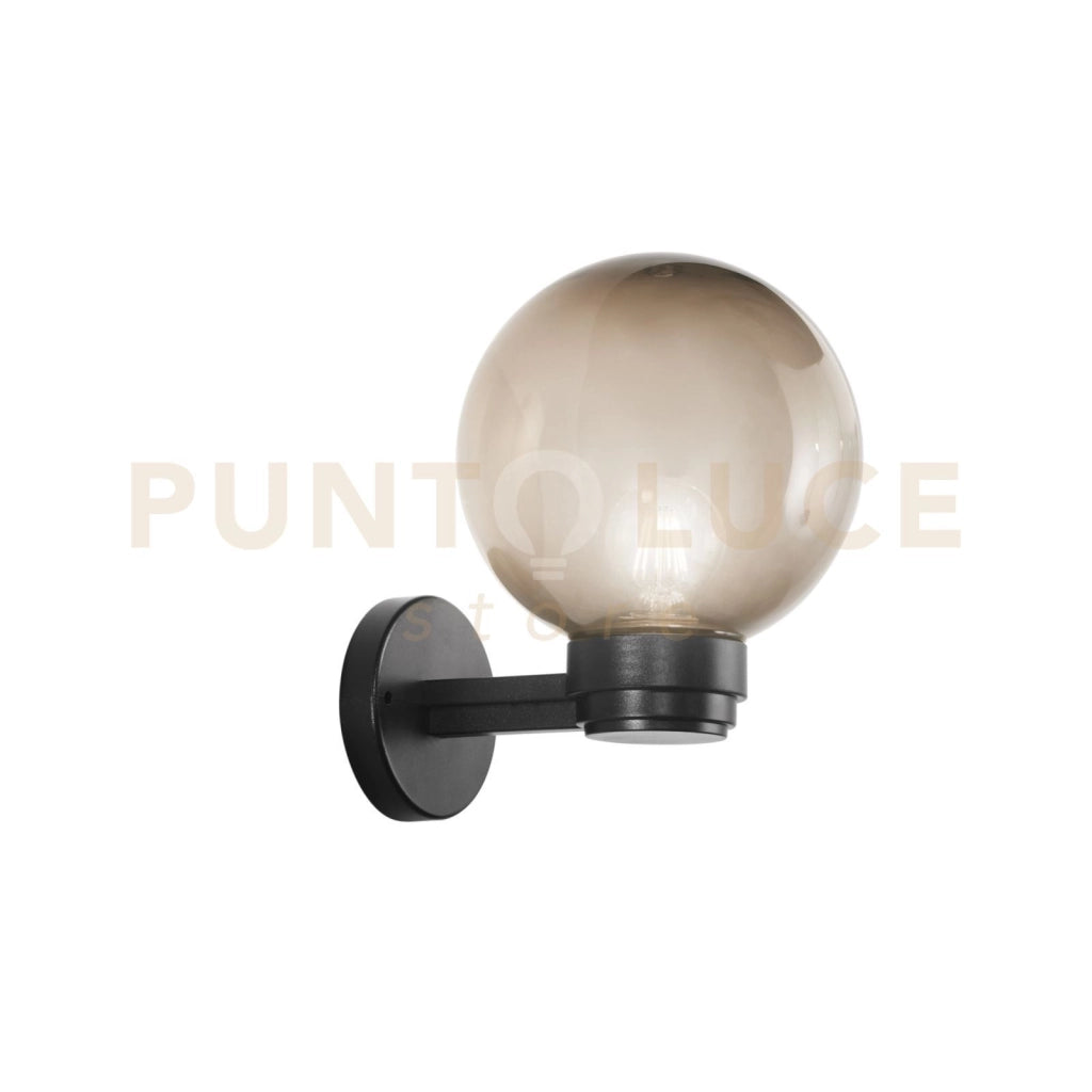 APPLIQUE POLLY SFERA GRIGIA MONTATURA NERA 1 LUCE ATTACCO E27 IP44 20X24CM