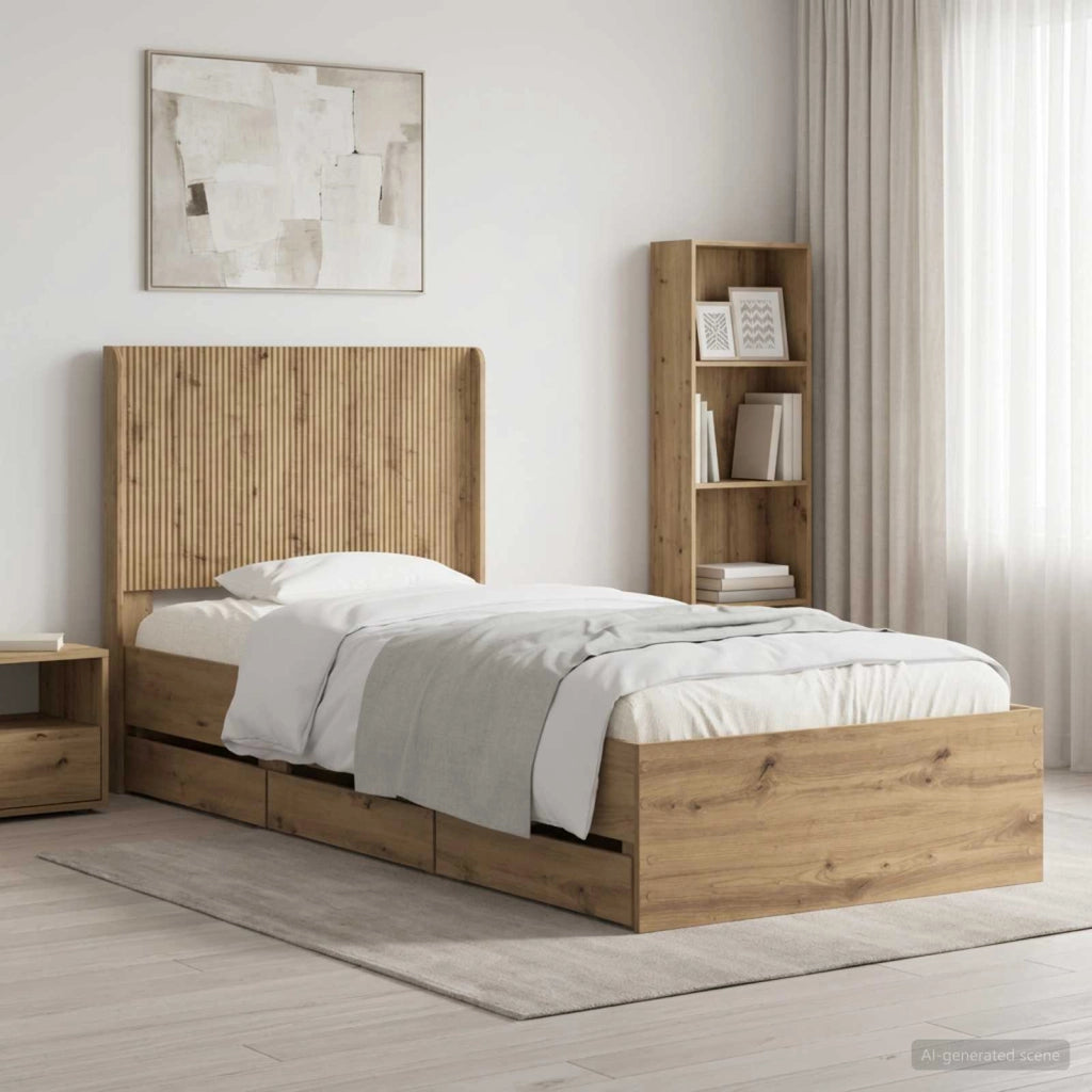 Struttura del letto con stoccaggio e testata Rovere Artigianale 3445813