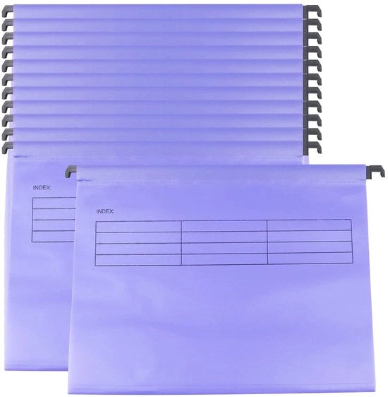 Ophangmappen in polipropilene per 12 pezzi - Archiviazione per A4 - Tabbladen e cartellini di fissaggio - Leggero e sostenibile - Per fino a 200 fogli di carta
