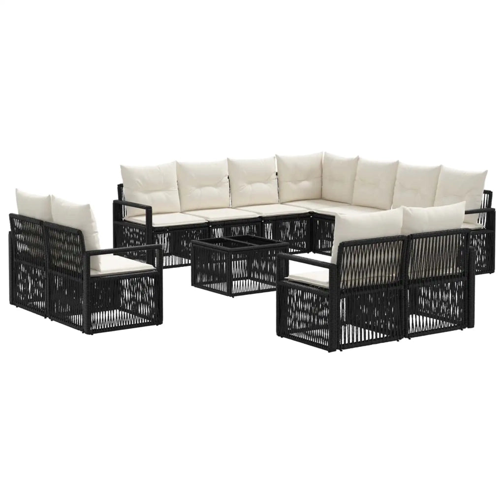 Set Divano da Giardino 12 pcs Nero polyrattan 3435883