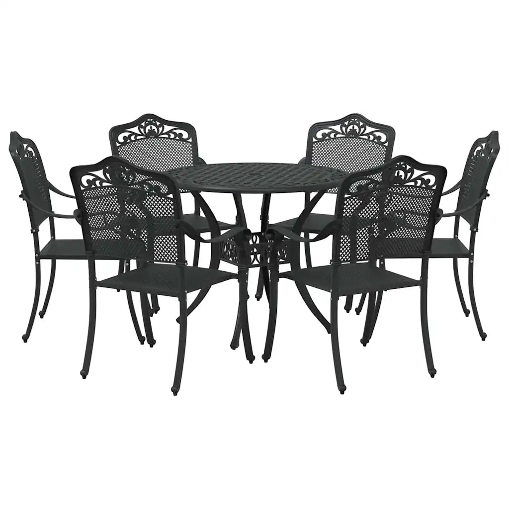 Set da Pranzo per Giardino 7 pcs Nero Alluminio 3334705