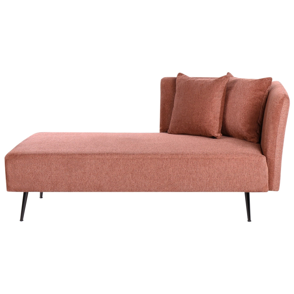 Chaise Lounge Rosso Chiaro Destra in tessuto poliestere con cuscini decorativi Gambe in metallo Soggiorno di design moderno