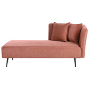 Chaise Lounge Rosso Chiaro Destra in tessuto poliestere con cuscini decorativi Gambe in metallo Soggiorno di design moderno