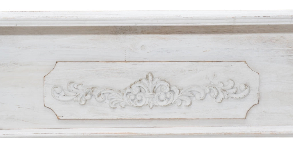 Biscottini Cornice camino in legno finitura bianca anticata L121xPR28xH96 cm realizzata
