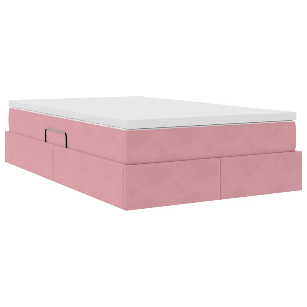 Letto con contenitore e materasso Rosa 120 x 200 cm Velluto 3370298